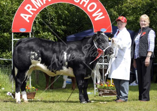 Gerard Campbell, Derriaghy winner of Champion Beef Young Handler looking on is judge Mrs O'Kane